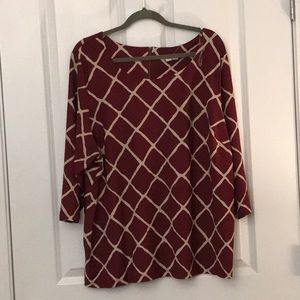 Dress Barn wine colored 3/4 sleeve 3x top